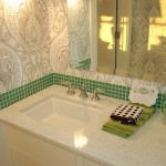 green tile bathroom backsplash