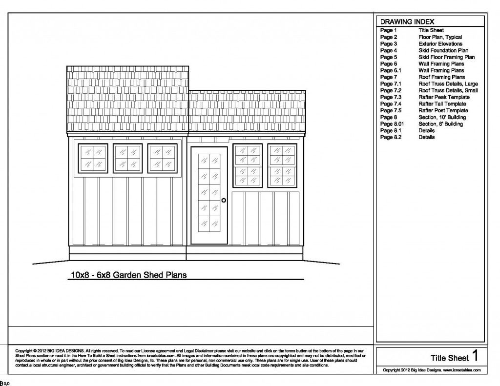 shed plans example of title sheet