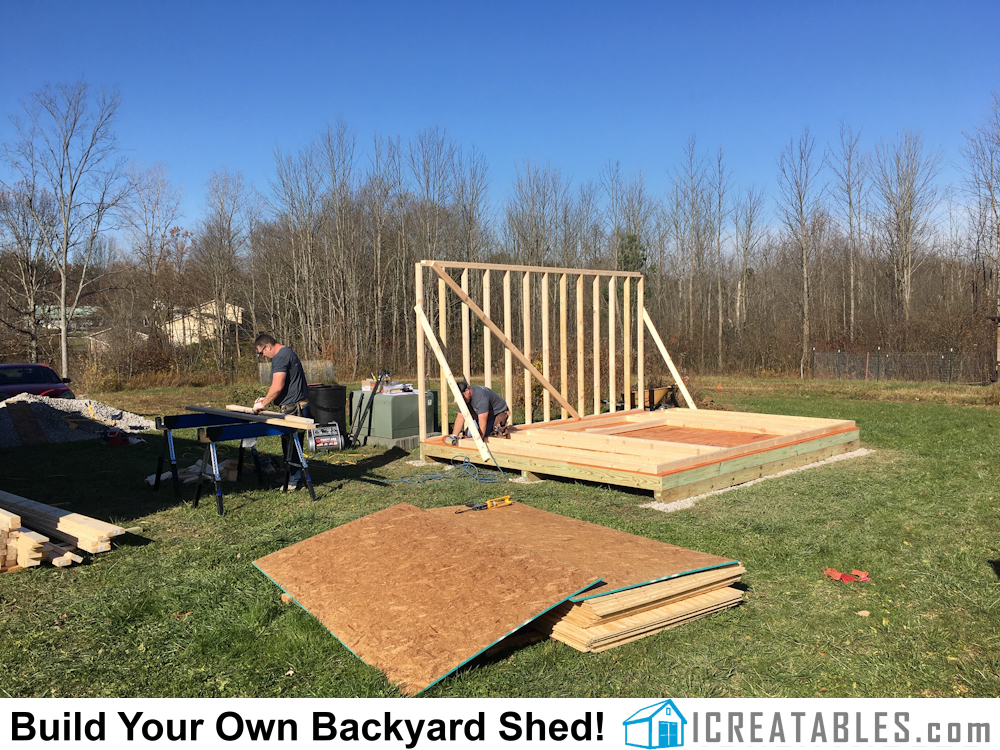 Building a 16x24 shed floor and first wall.