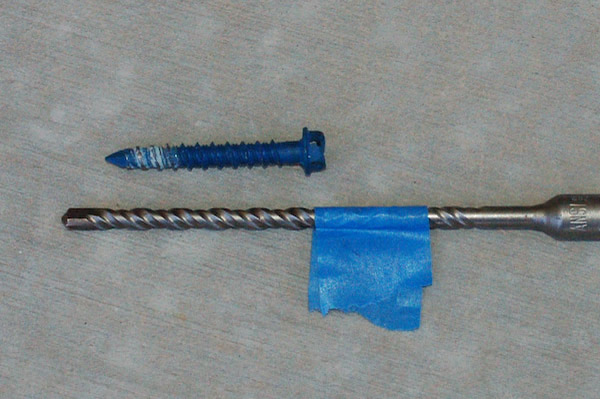 blue screw set rotohammer bit depth with tape