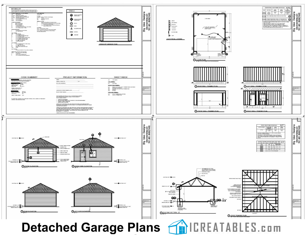 20x24 1 door garage plans