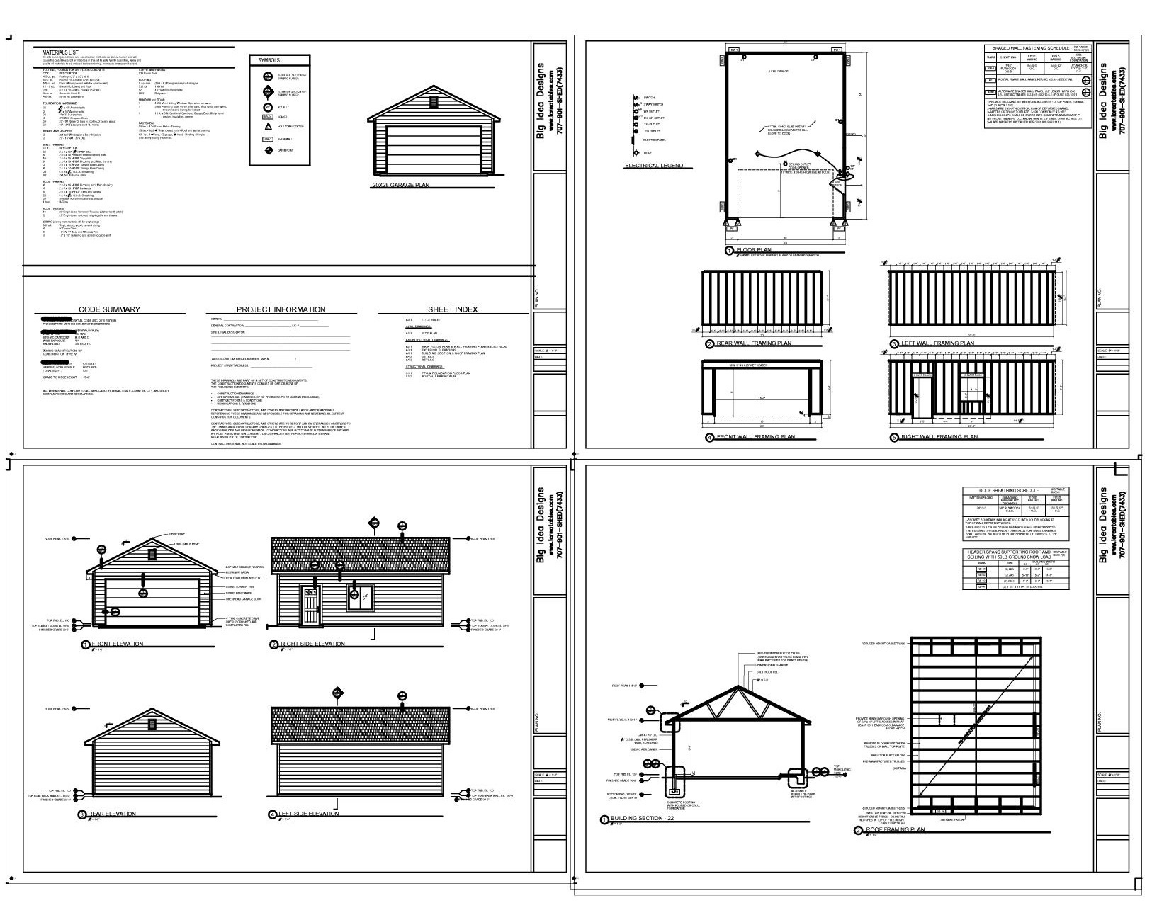 24x28 1 door garage plans