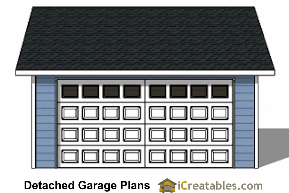 22x20 Garage with 2 car garage plans front elevation