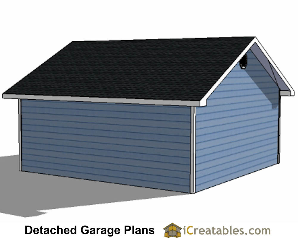 22x22 garage plans with eve over door left rear elevation