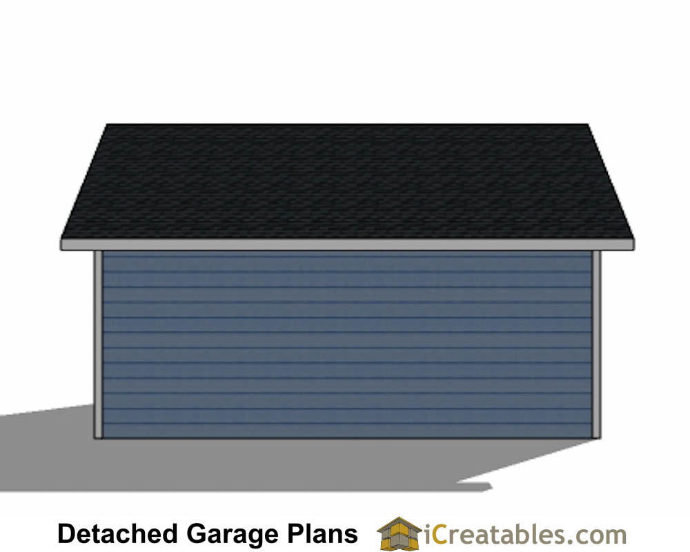 22x22 Garage with eve over door rear elevation