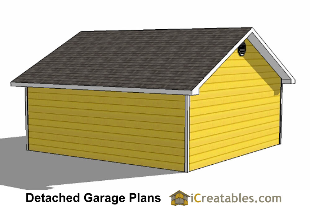 24x24 garage plan left rear elevation 