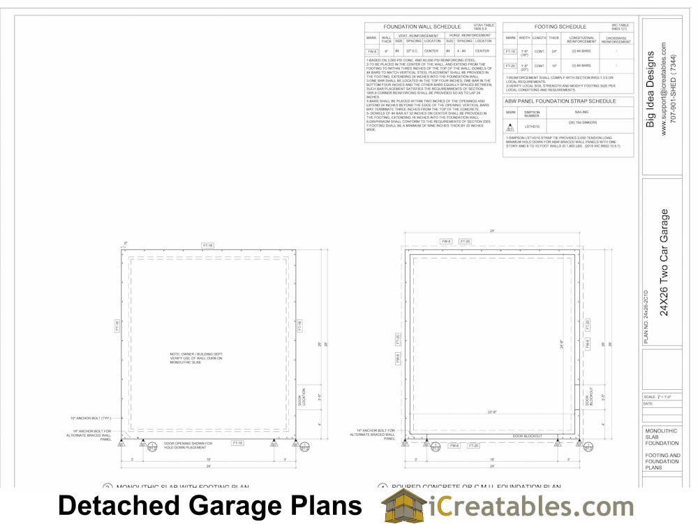 detached garage plans foundation plans