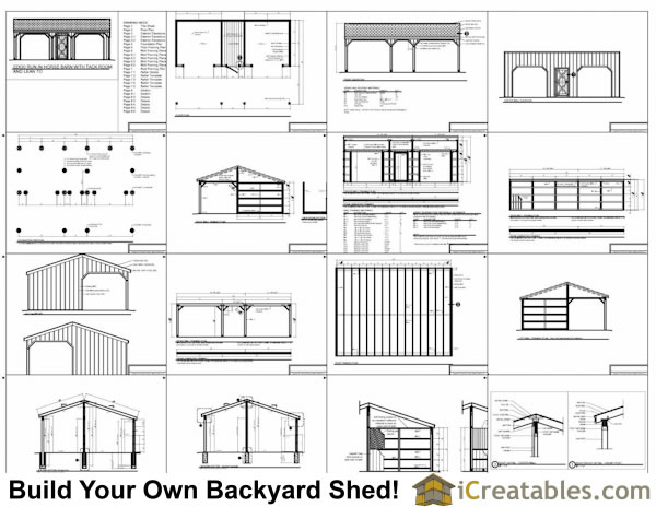 2 stall horse barn with tack room plans