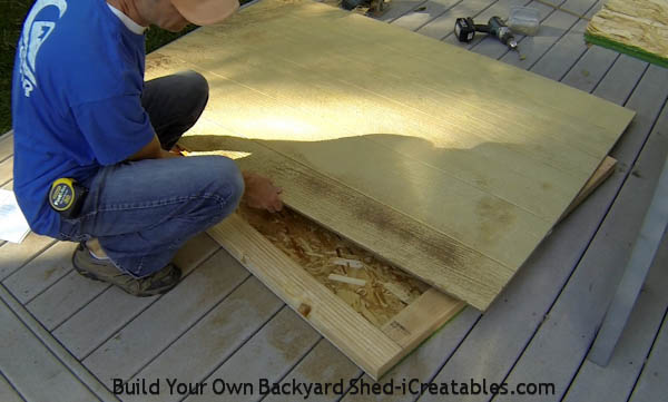 Building a shed door attach the door front panel