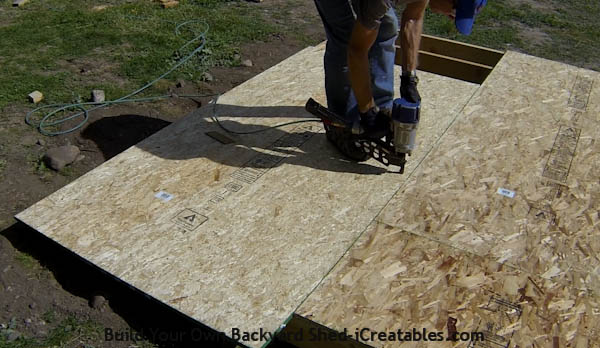 Building a shed floor nailing on floor sheeting