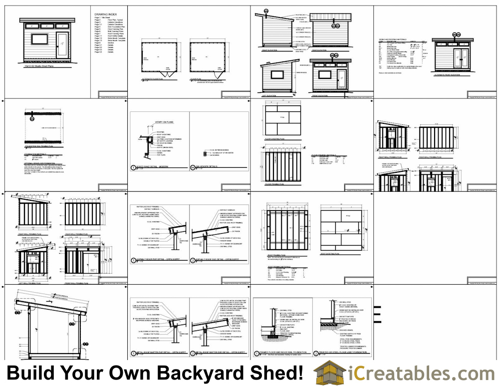 12x16 modern shed plans