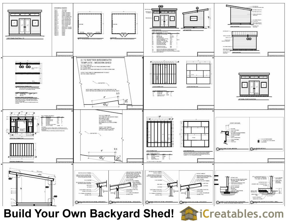 12x14 modern shed plans