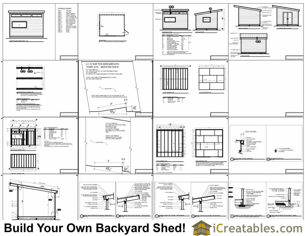 12x14 modern shed plans