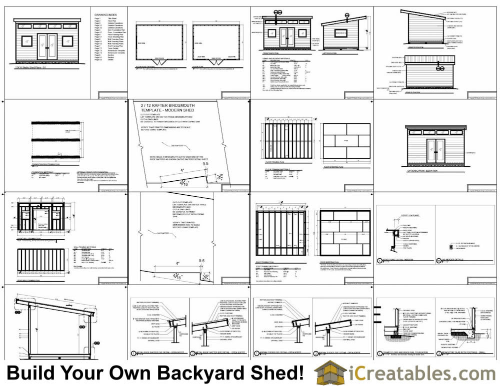 12x16 modern shed plans