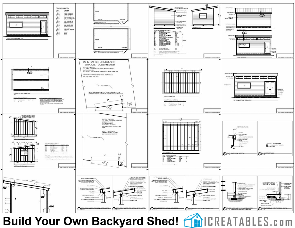 12x20 modern studio shed plans