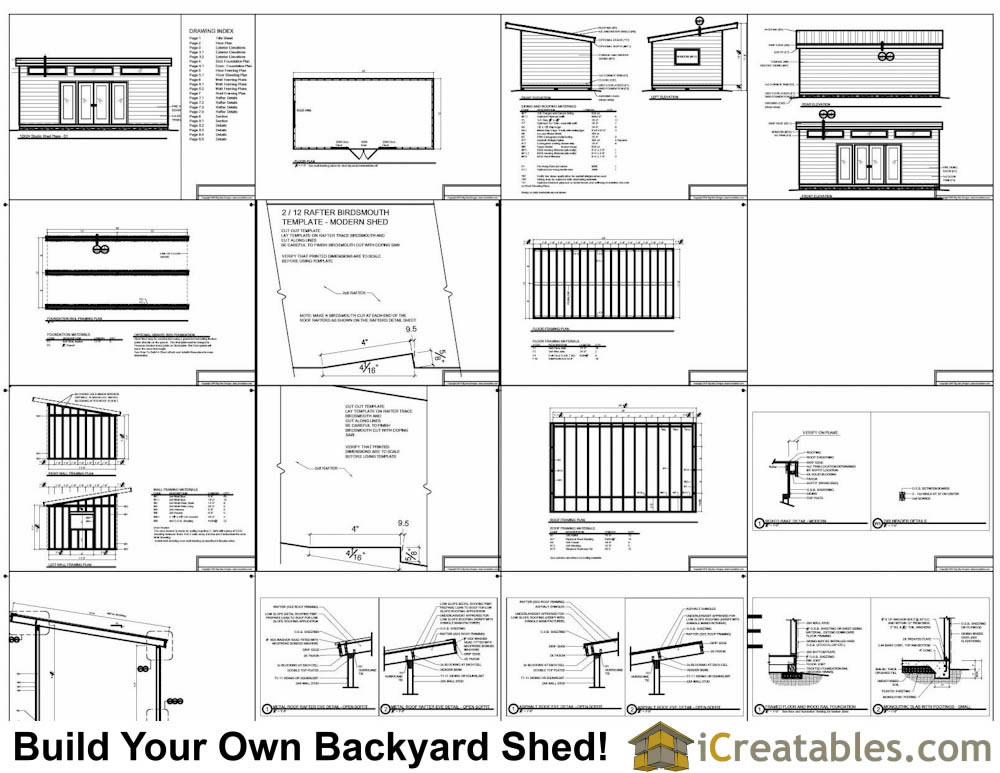 12x20 modern studio shed plans