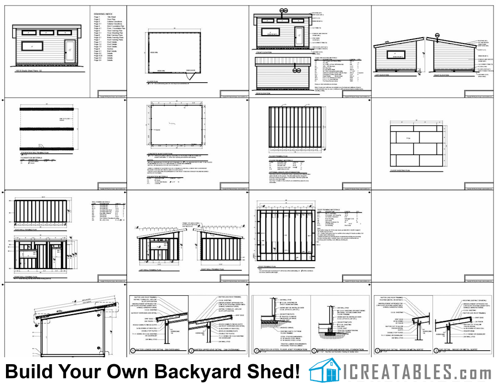 14x18 modern studio shed plans