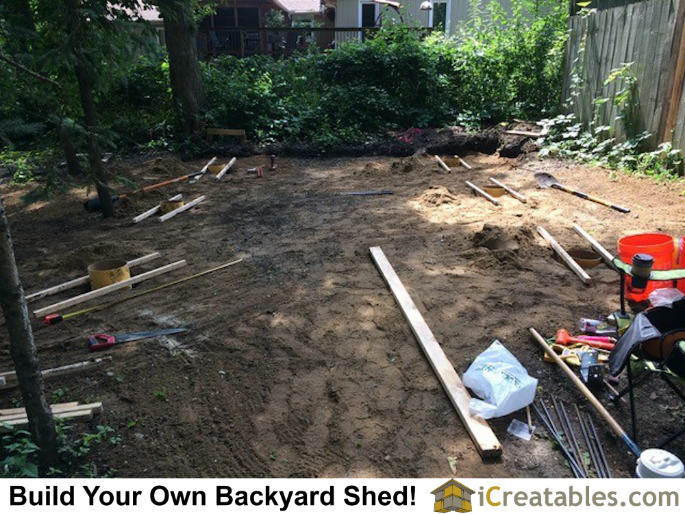 Layout of concrete piers for storage shed.