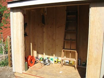 tools stored in the shed