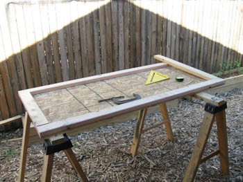 shed door construction-inner panel and 2x4 frame