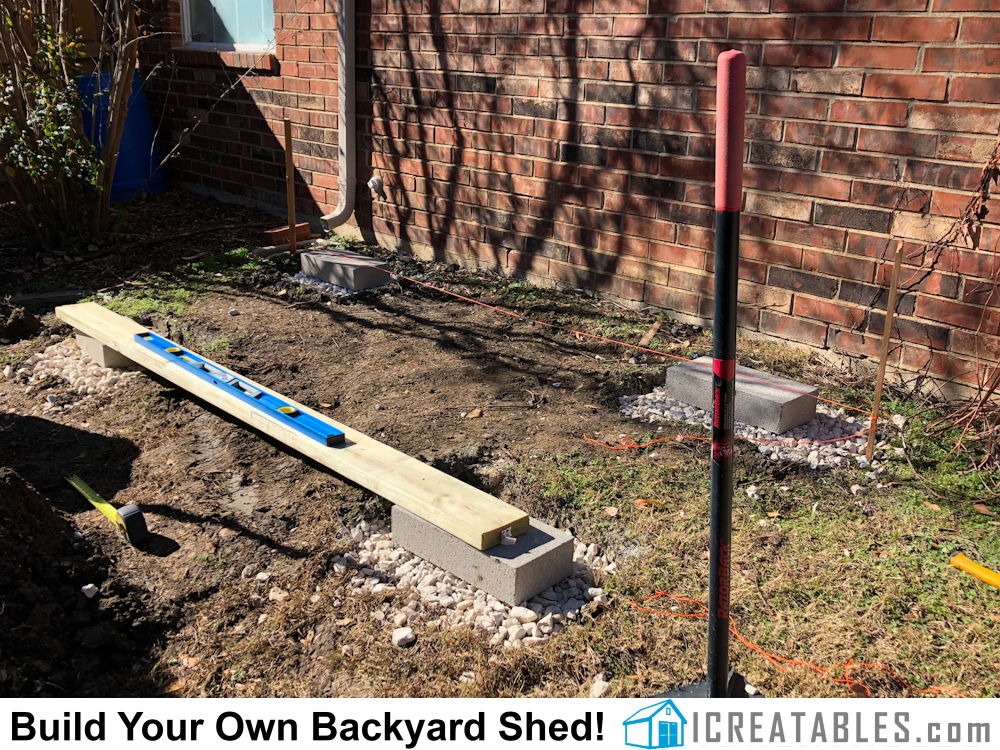 Shed Foundation built using concrete piers on gravel pads.