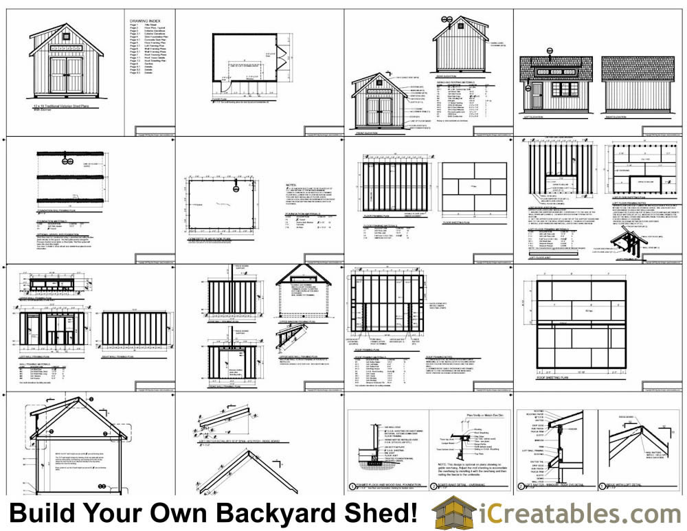 10x16 Traditional Victorian Style Storage Shed Plans