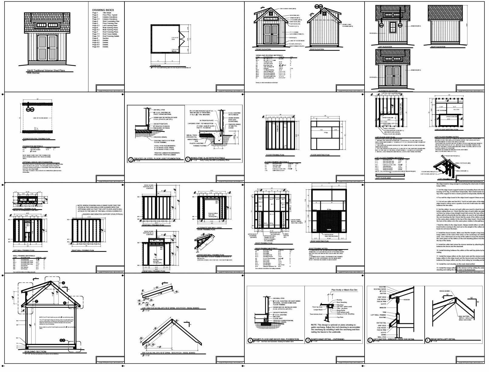 10x12 Traditional Victorian Style Storage Shed Plans