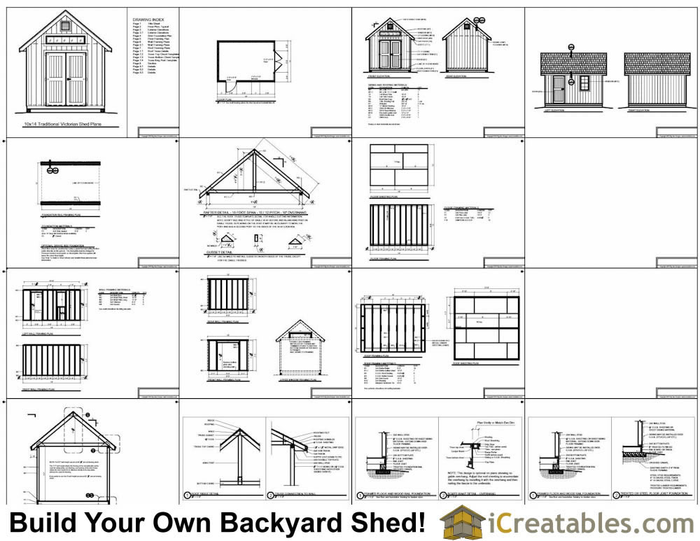 10x14 Traditional Victorian Style Storage Shed Plans