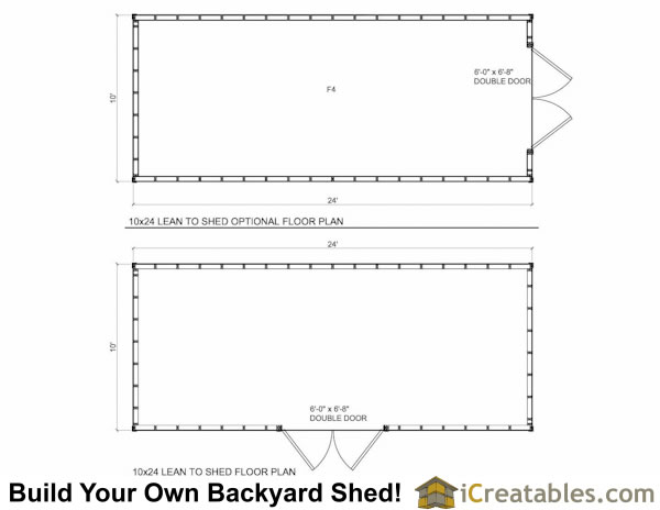 10x24  Lean to shed plans floor plan