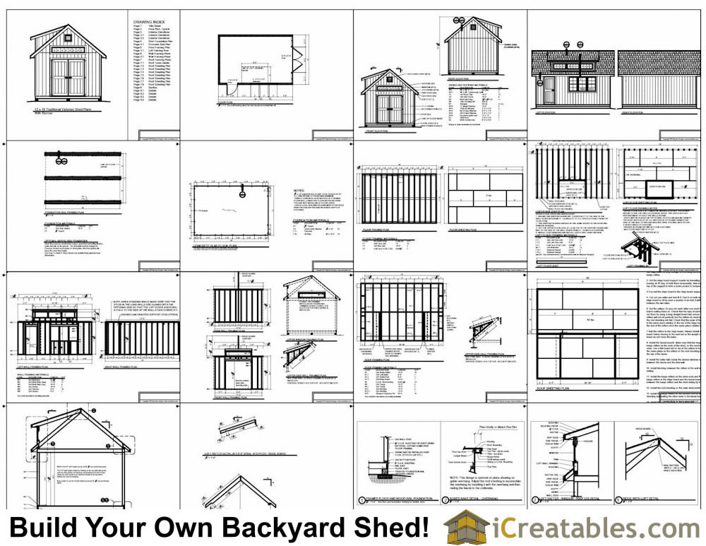 12x16 Traditional Victorian Style Storage Shed Plans