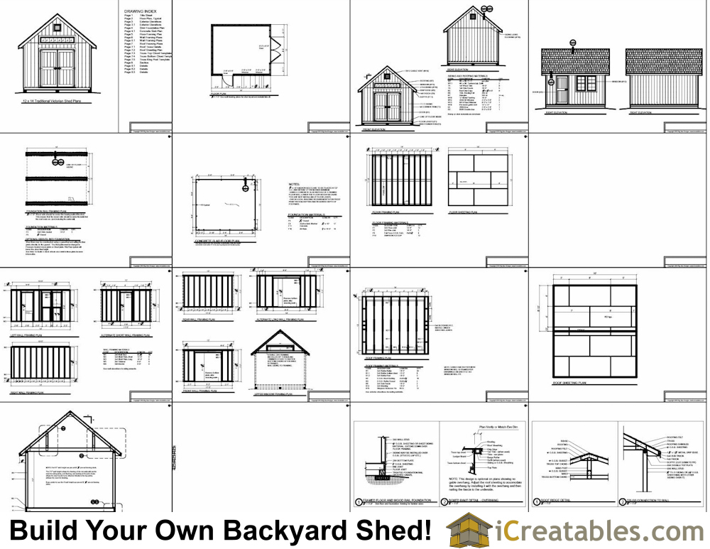 12x14 Traditional Victorian Style Storage Shed Plans