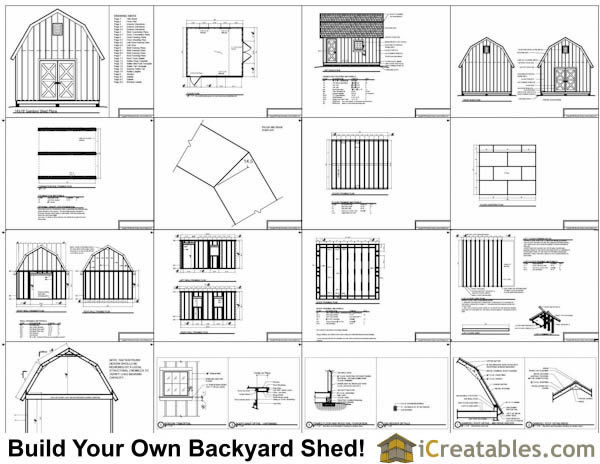 14x14 gambrel shed plans