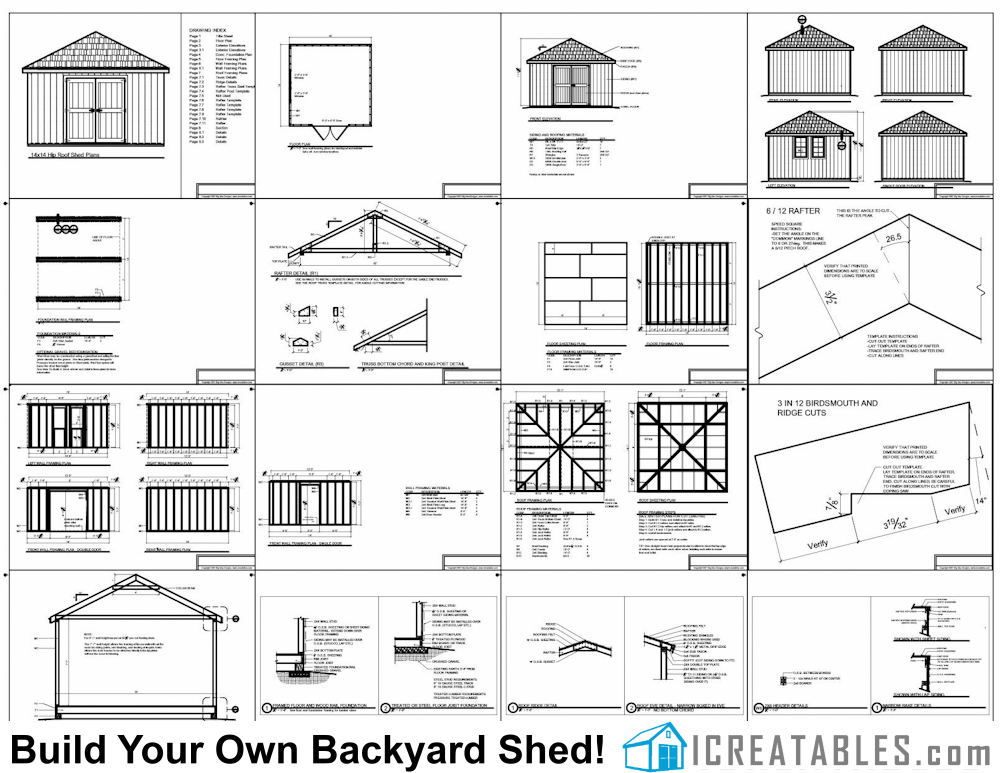 14x14 Hip Roof Plans Example