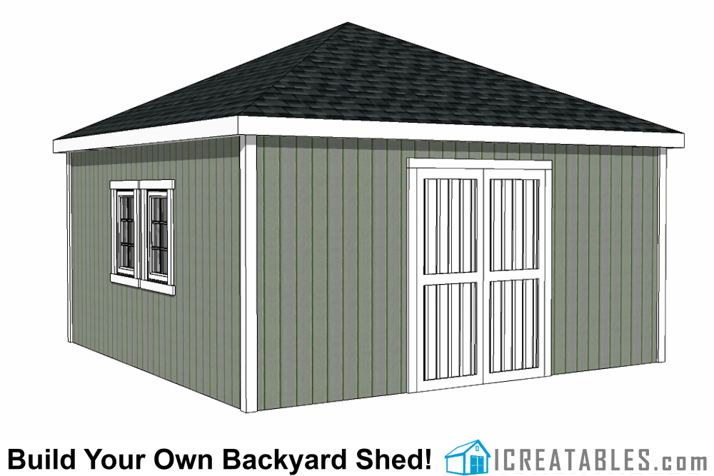 16x16 Hip roof shed plans build design