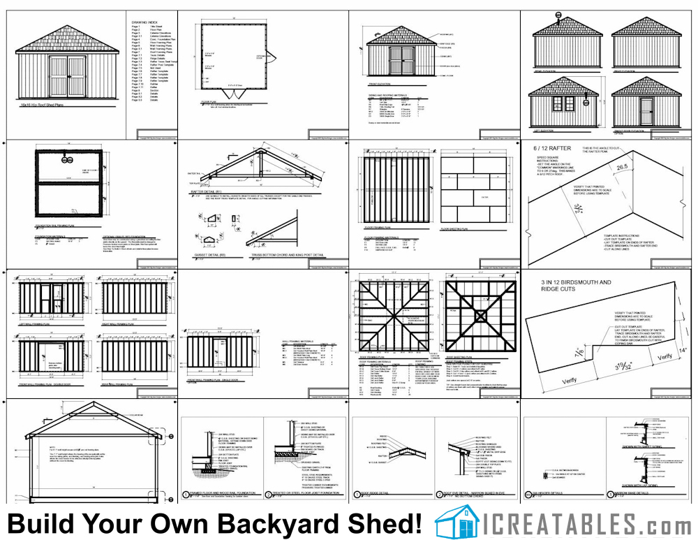 16x16 Hip Roof Plans Example