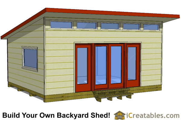 16x20 modern shed plans front elevation