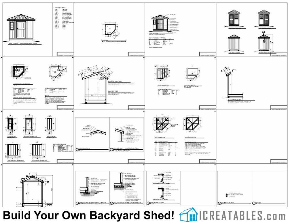 10x10 5 sided storage shed plans example