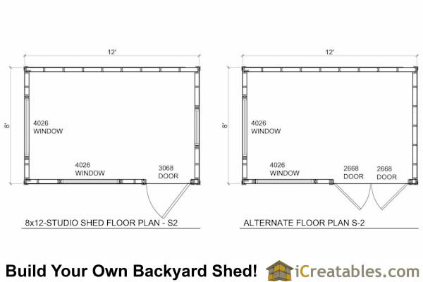 8x12 modern shed pllans floor plan