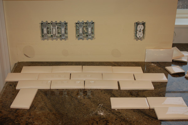 lay tile backsplash on counter